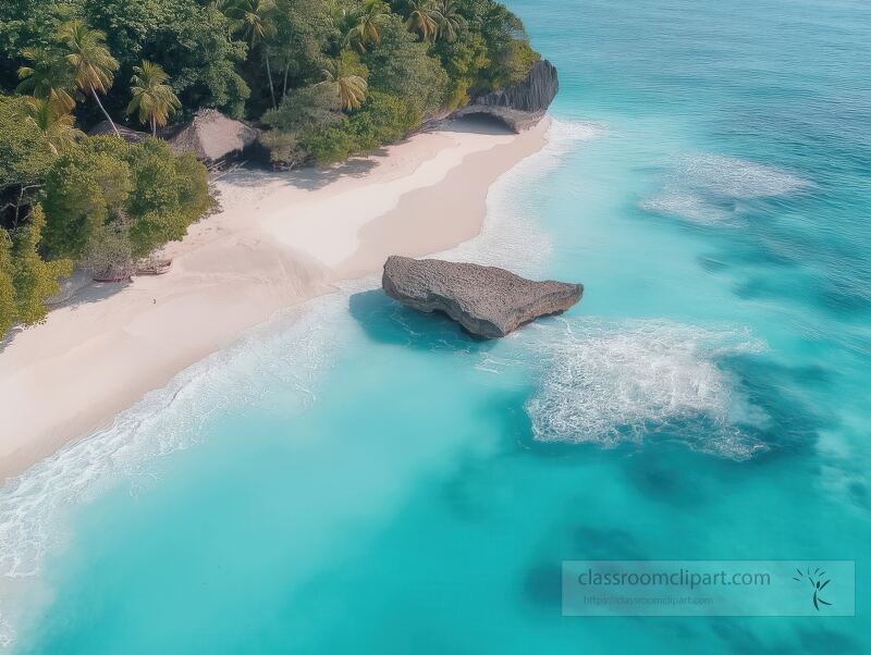 Discover the tranquil beauty of Bali where soft sands meet the vibrant turquoise waters. Lush greenery surrounds this idyllic beach, creating a peaceful escape in nature.