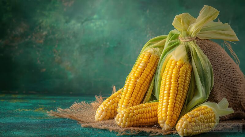 Vibrant Golden Corn Harvested Against a Lush Backdrop