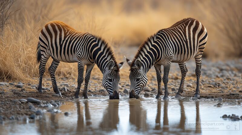 Zebras Drinking Water at Samburu National Reserve in Kenya