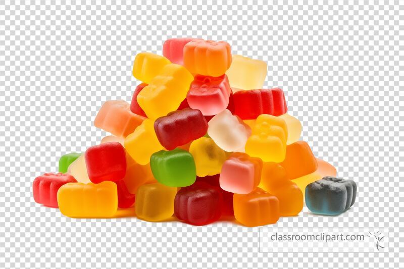 A vibrant pile of jelly candies in various shapes and colors is displayed showcasing a tempting assortment that invites tasting and sharing among friends or family