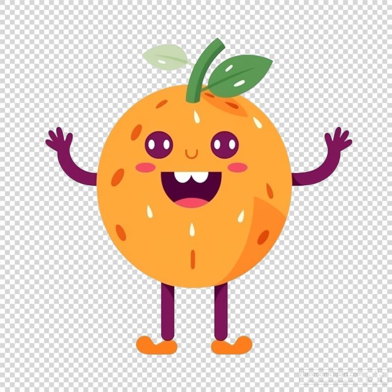 Playful Orange Character With Cheerful Expression and Arms