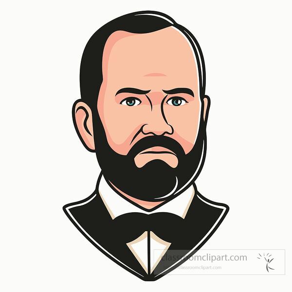 president, portrait, historical figure, usa, politics, 19th century, leader, bearded man, serious expression, clip art, illustration, government