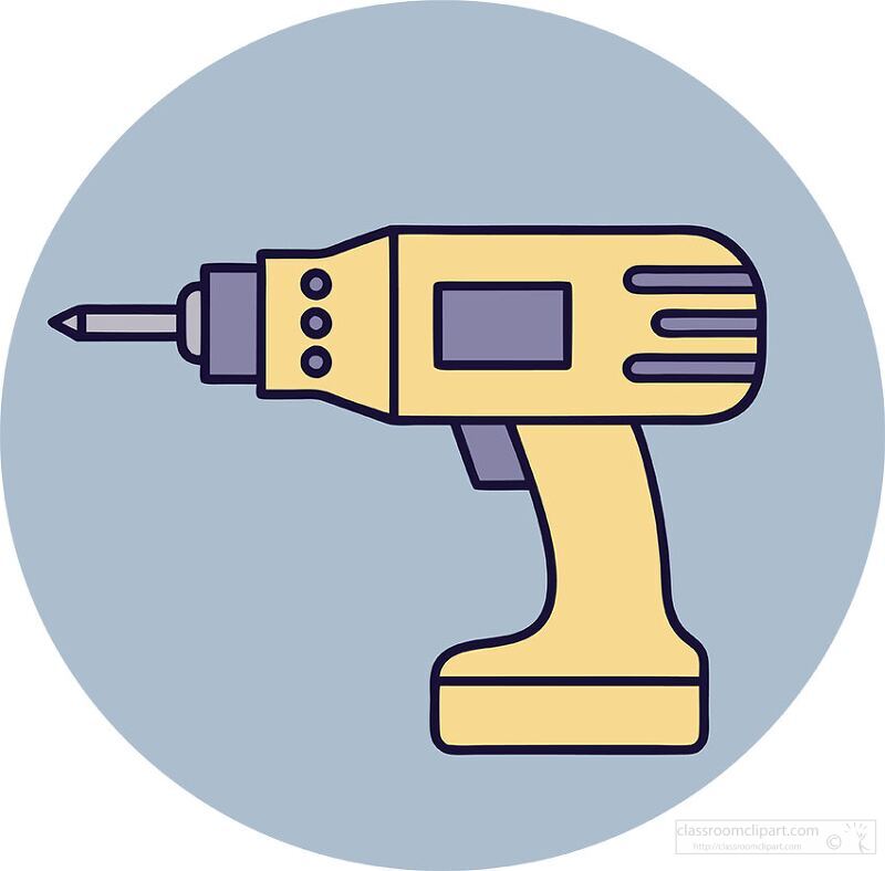 A cordless power drill is positioned on a soft surface in a workshop setting. The tool features a yellow and grey design showcasing its versatility for various tasks. The gentle background color enhances its sleek appearance and practicality.