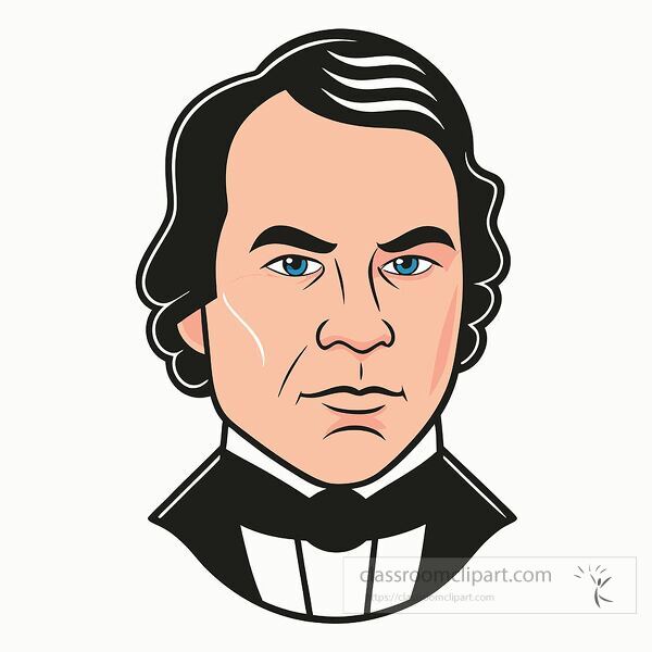 Portrait of President Andrew Johnson with distinct features