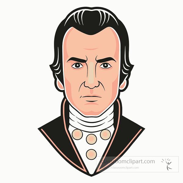 Illustration of President James Knox Polk in a classic style