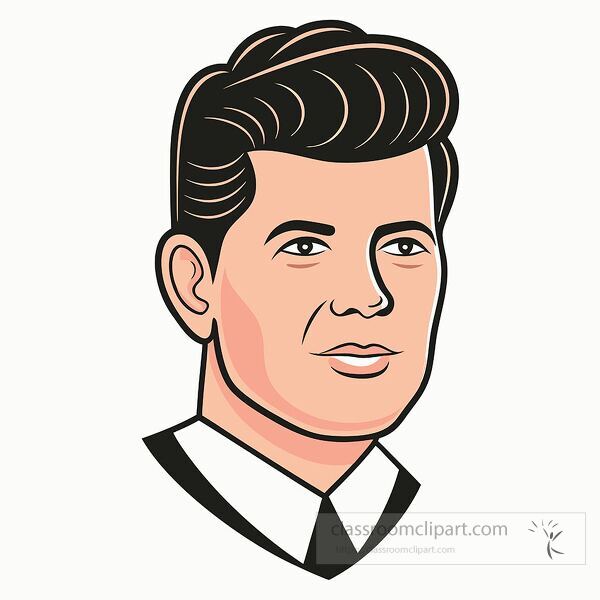 Simple portrait of President John Fitzgerald Kennedy in a graphic style