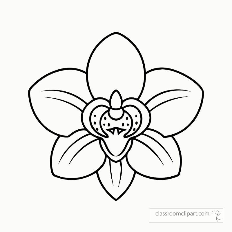 This black outline features a detailed orchid flower design suitable for various creative projects. Ideal for coloring sessions crafting or artistic endeavors at home or in classrooms.