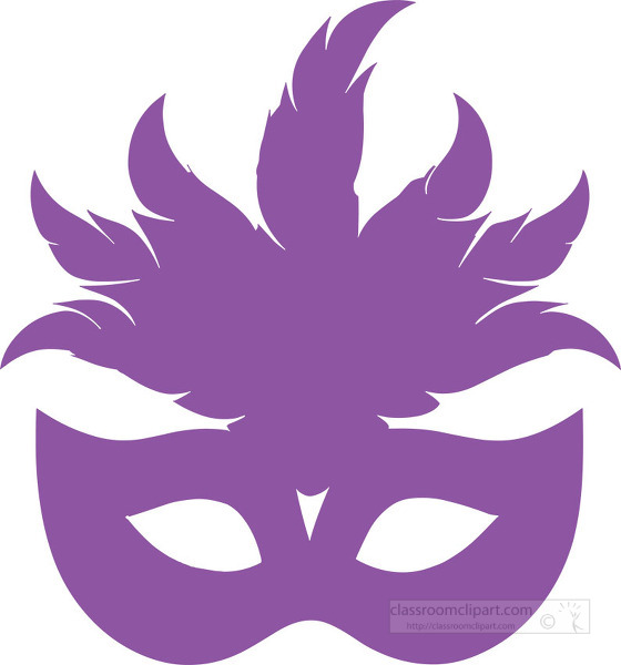 Decorative purple masquerade mask with feathers