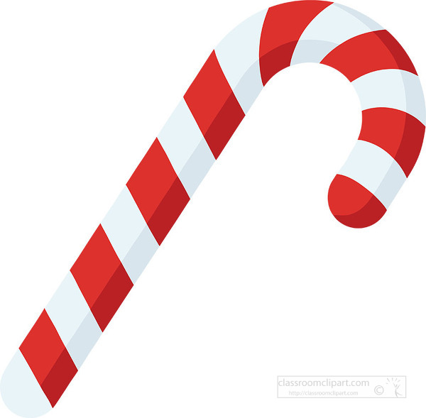 traditional red and white striped candy cane on a clean white background