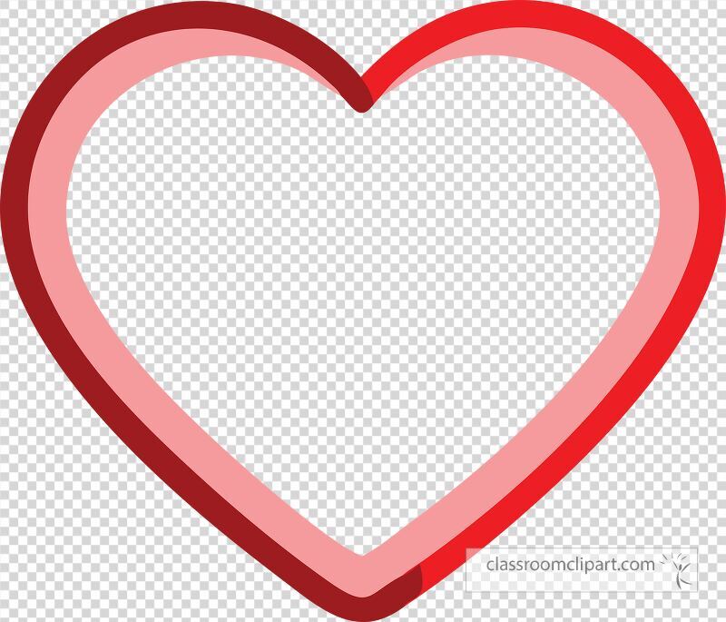 A bright and bold heart outline features varying shades of red against a white background. This clip art design can enhance various creative projects including invitations and decorations.