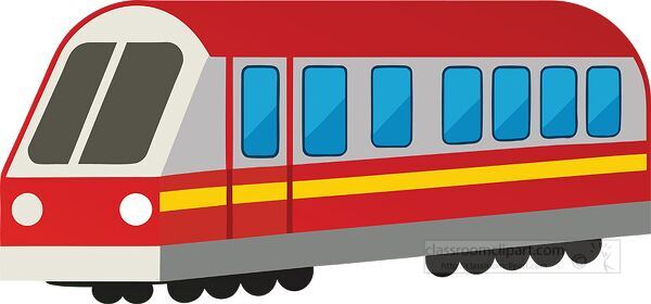 vector illustration of red subway train on tracks used for city transportation