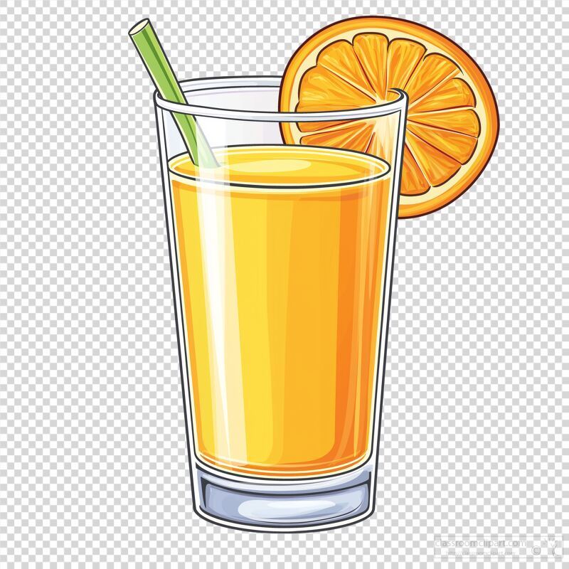 Refreshing Orange Drink With Slice and Straw