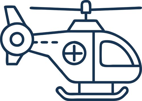 A simplified icon representing a rescue helicopter used in emergency operations.