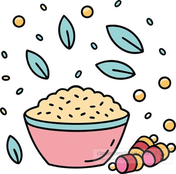 rice and beans Whimsy Pastel Doodle clip art