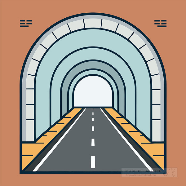 long tunnel with a highway stretching through into the distance