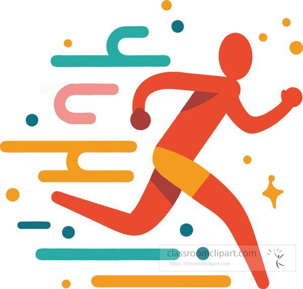 running Colorful shapes Minimalist Clip Art