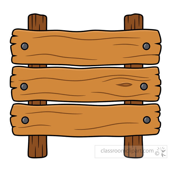 Blank rustic wooden sign made from three horizontal brown planks with visible wood grain and metal nails