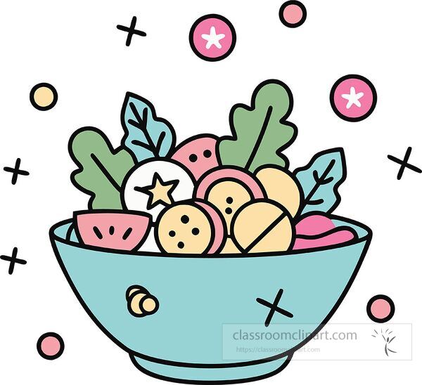 salad bowl Pastel Doodle clip art