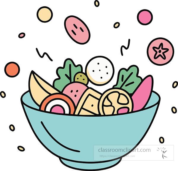 salad bowl Whimsy Pastel Doodle clip art