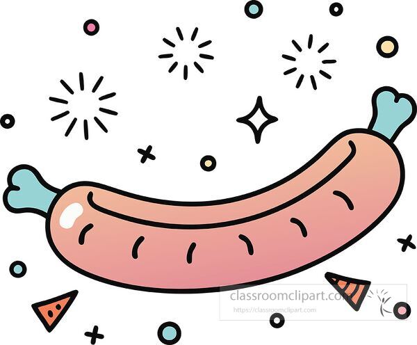 sausage Whimsy Pastel Doodle clip art