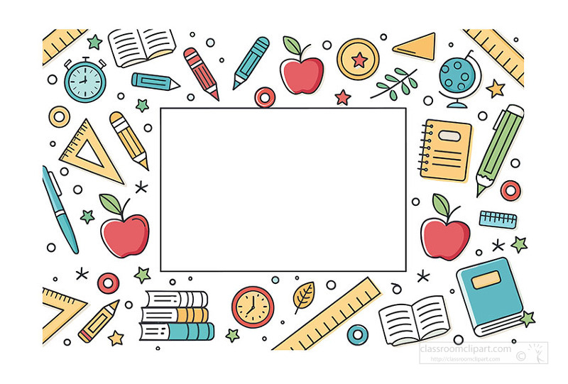 Colorful school themed frame with blank space for messages and posters