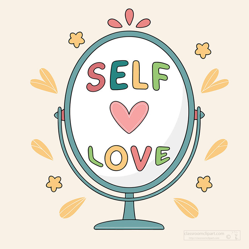 Mirror with self love message encouraging confidence positivity and mental wellness