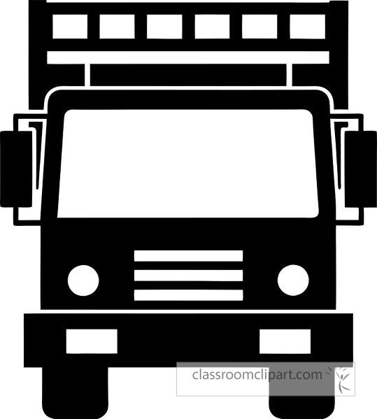 A simple black silhouette of a fire truck, featuring a ladder on top