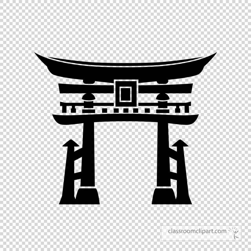 This graphic features a minimalist black and white representation of a Japanese gate Its clean lines and elegant design make it ideal for various digital and print applications