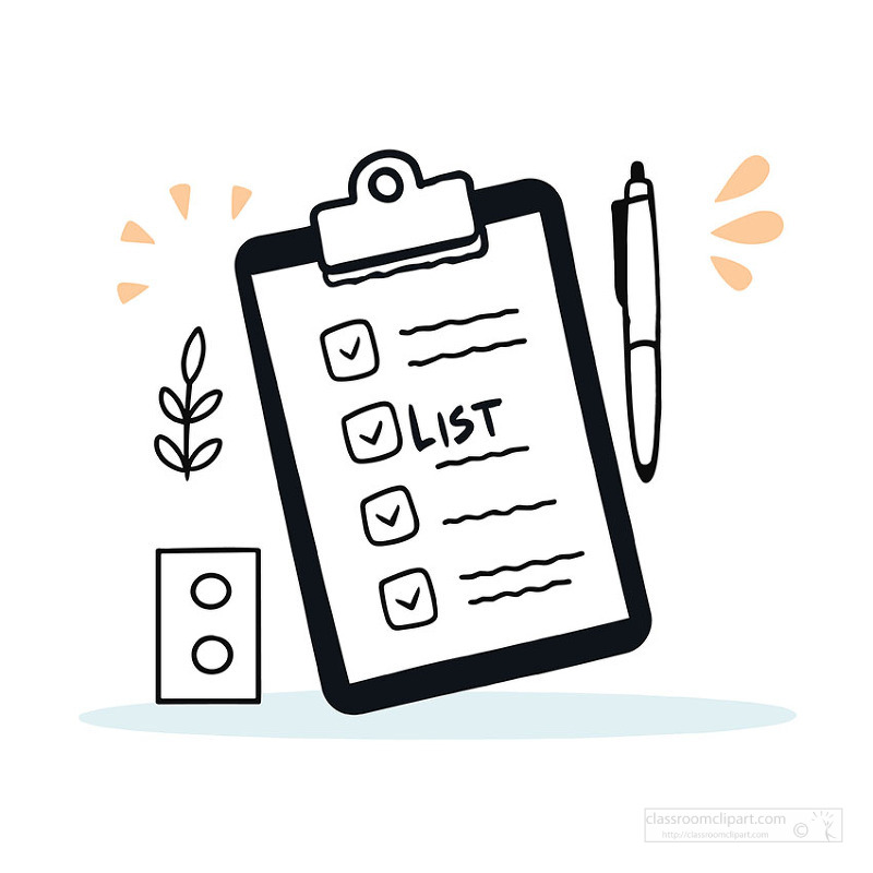 Stylish checklist board with marked tasks and pen for productivity planning