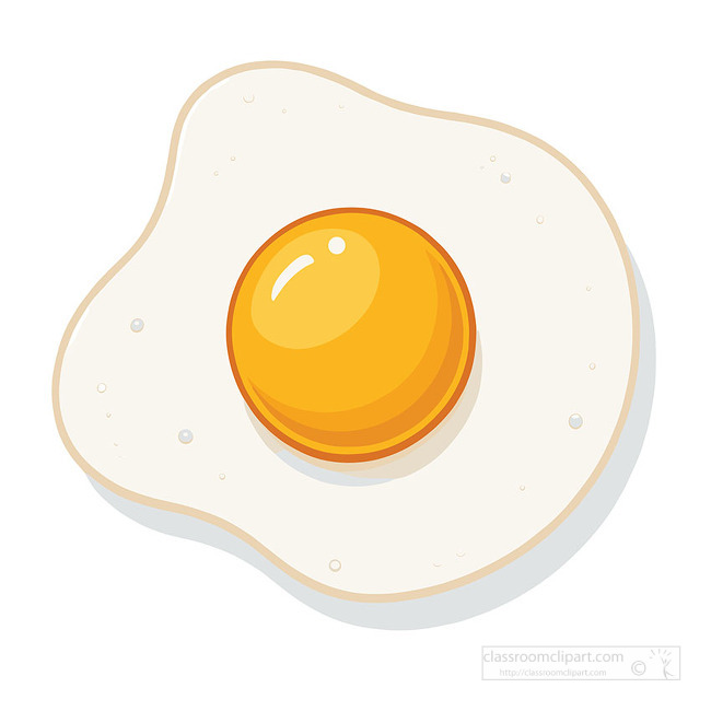 A simple fried egg with a glossy golden yolk makes a clear breakfast food icon for menus worksheets and kitchen themes