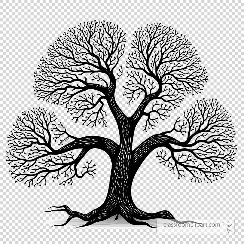 A graphic representation of a tree featuring detailed branches and a unique structure The design highlights the elegance of nature through its minimalist and artistic approach