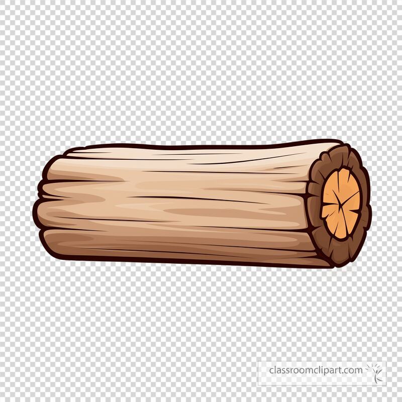 A simple clean illustration depicts a wooden log resting horizontally The log features a natural texture and detail perfect for educational or decorative purposes