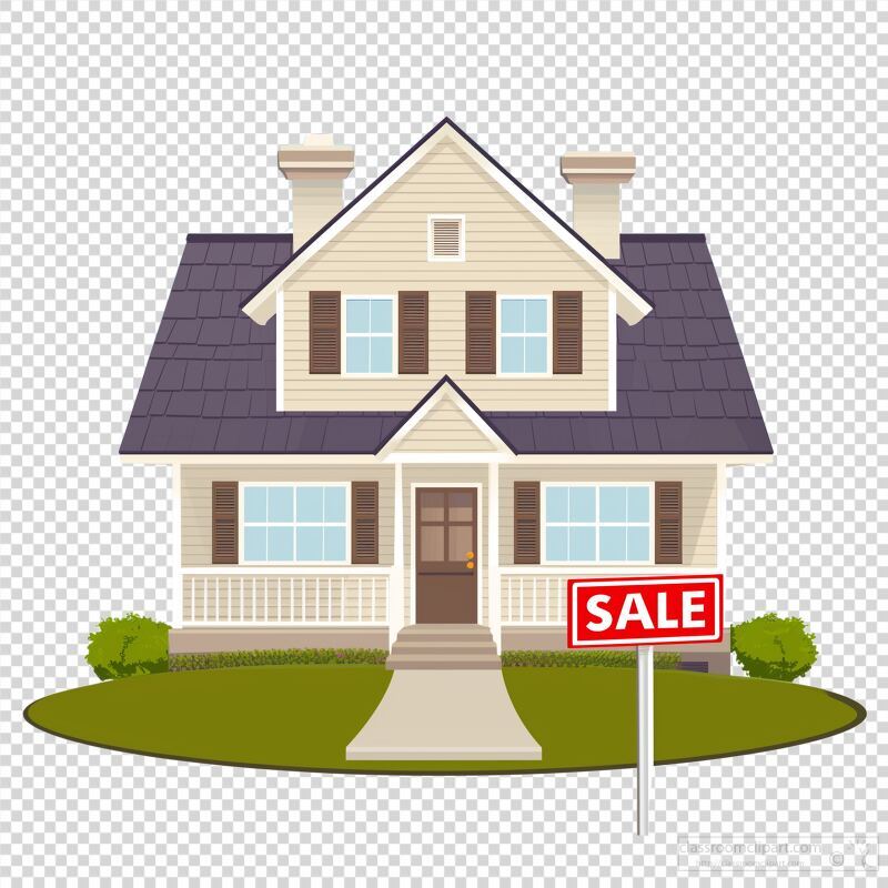 Simple Vector of a House With a for Sale Sign