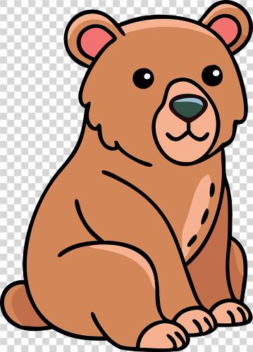 A cheerful brown bear in a playful cartoon style