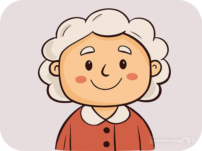 Warm and friendly elderly woman character portrait in soft colors