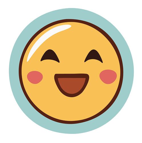 A cheerful and bright smiling emoji face with rosy cheeks