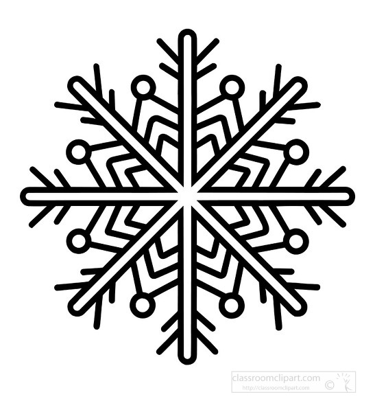 Black outline snowflake symbol for winter and Christmas on white background