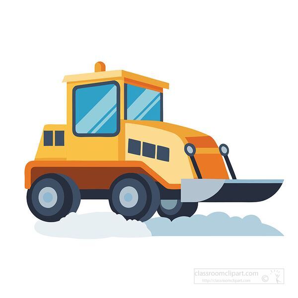 illustration of yellow snowplow clearing snow road winter season transportation equipment