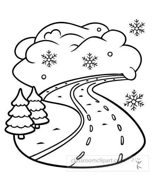 blizzard with snow covered roads coloring page