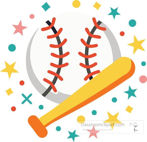 Bright and cheerful clip art showcasing softball elements and stars