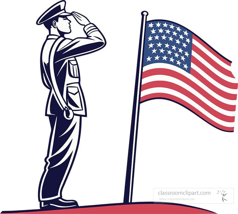 A soldier stands at attention saluting the American flag with a respectful demeanor The scene conveys patriotism and honor for the nation The background is simple to emphasize the soldier and flag