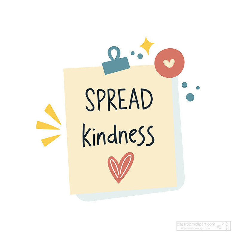Sticky note with spread kindness message promoting positivity compassion and mental wellness