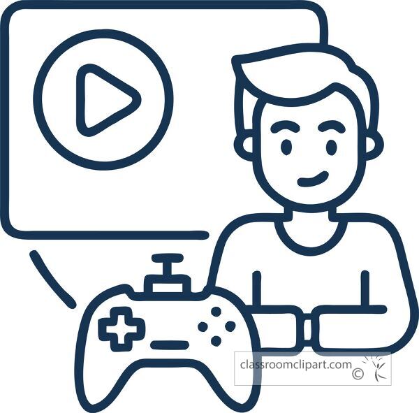 Student plays video game with controller icon