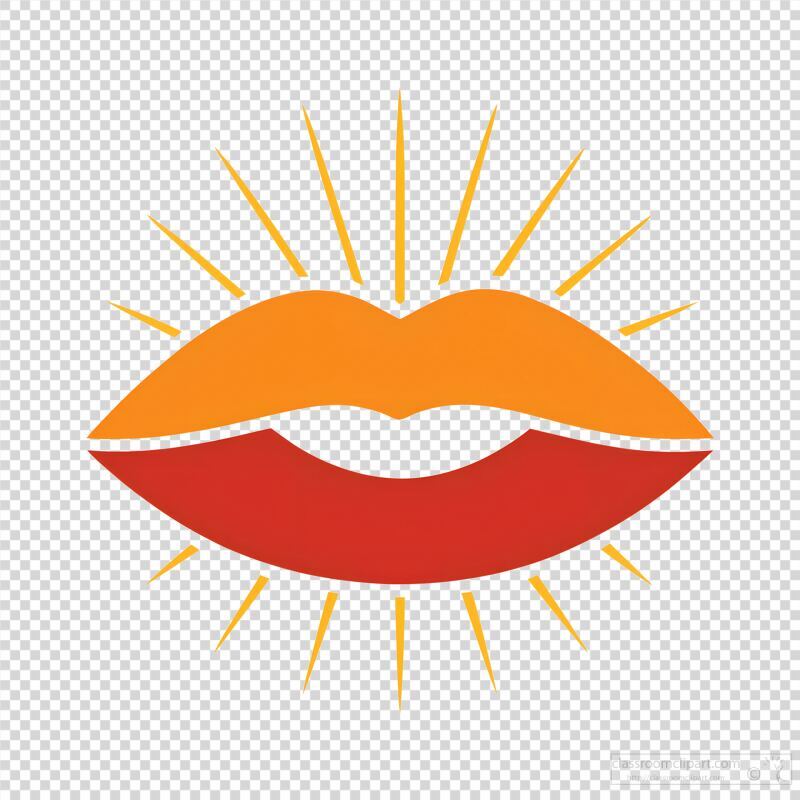 Stylized Red Heart Lips Radiate Warmth and Joy