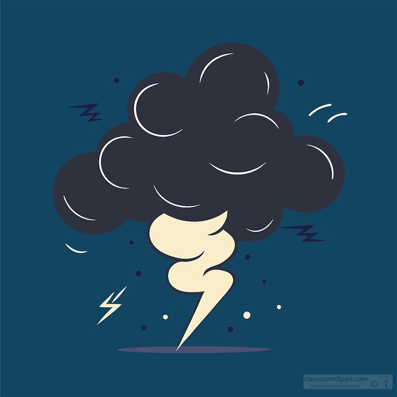 Stylized Storm Cloud with Lightning Clip Art