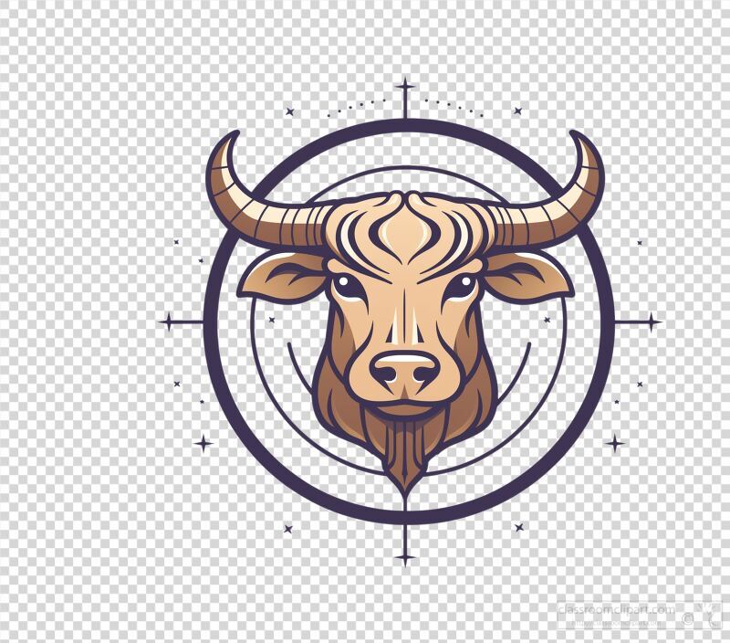 Taurus Zodiac Sign Outline Vector Design Featuring Bull Head