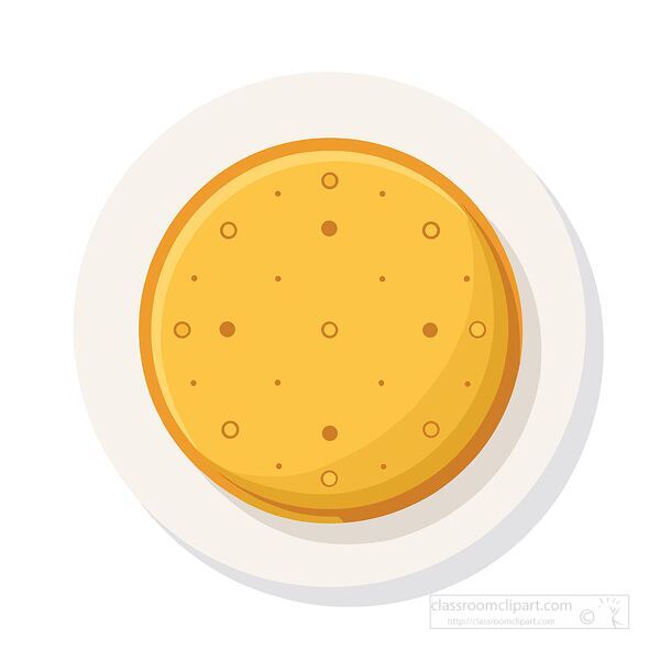 simple vector illustration of a golden round tortilla flatbread served on a plate