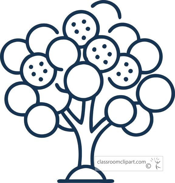 simple line icon depicting a tree with round fruit