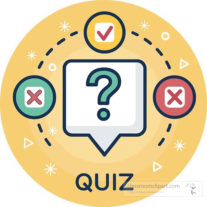flat vector quiz icon showing question mark with checkmark and cross indicating correct and incorrect answers for educational use