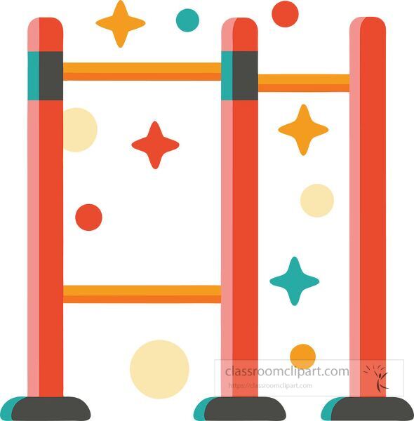 Bright and colorful uneven bars designed in a minimalist style